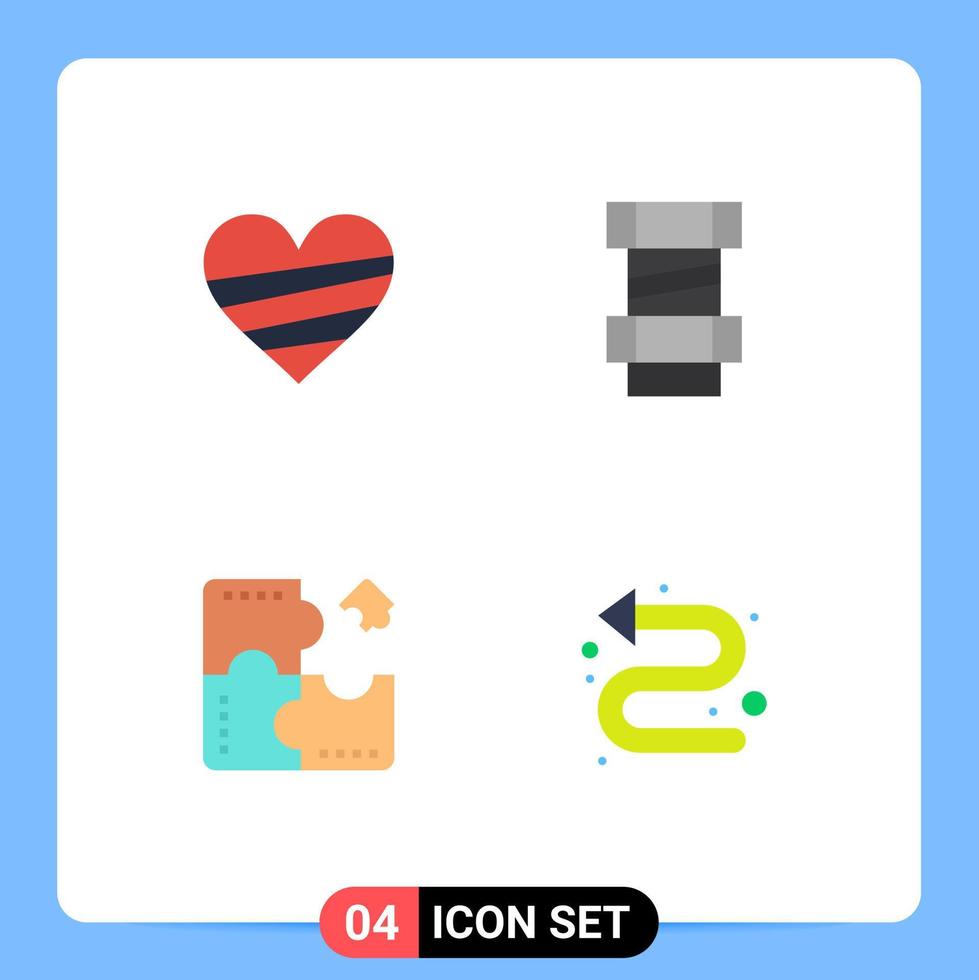 pack d'icônes plates de 4 symboles universels d'application de coeur puzzle de construction préféré éléments de conception vectoriels modifiables vecteur