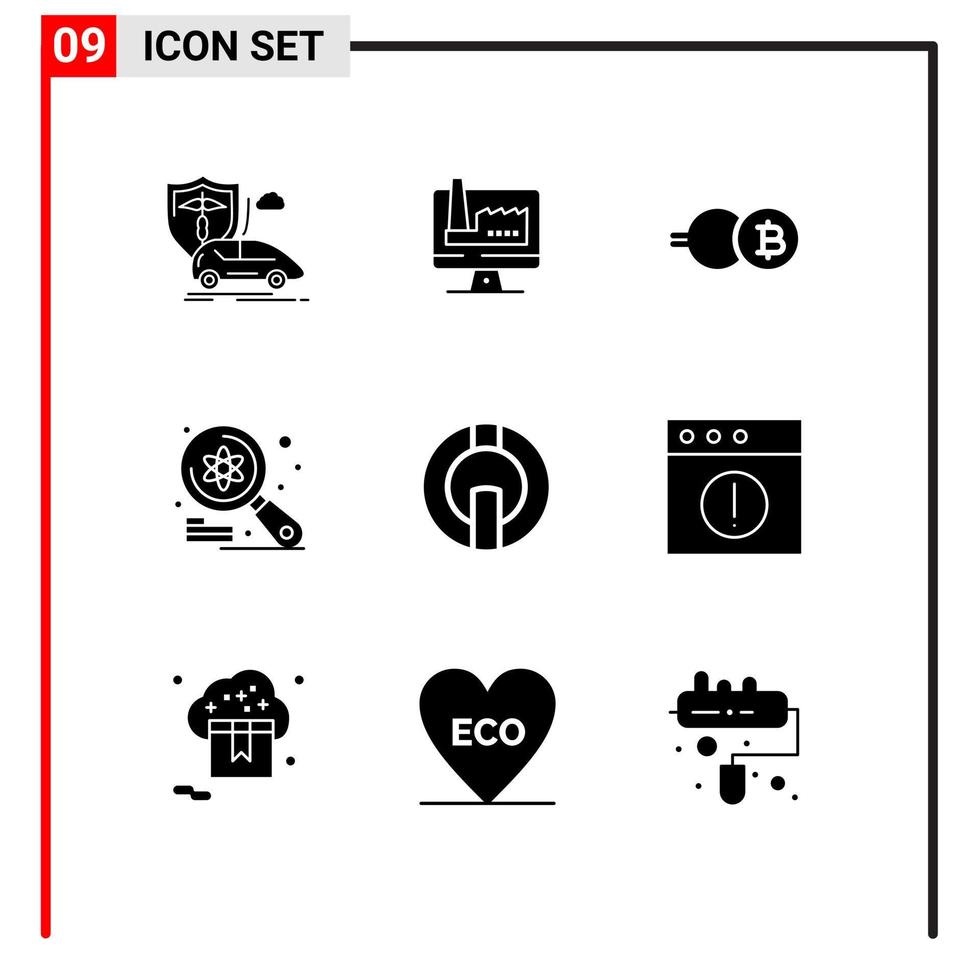 pack de glyphes solides de 9 symboles universels de recherche imac factory examiner les éléments de conception vectoriels modifiables de crypto monnaie vecteur