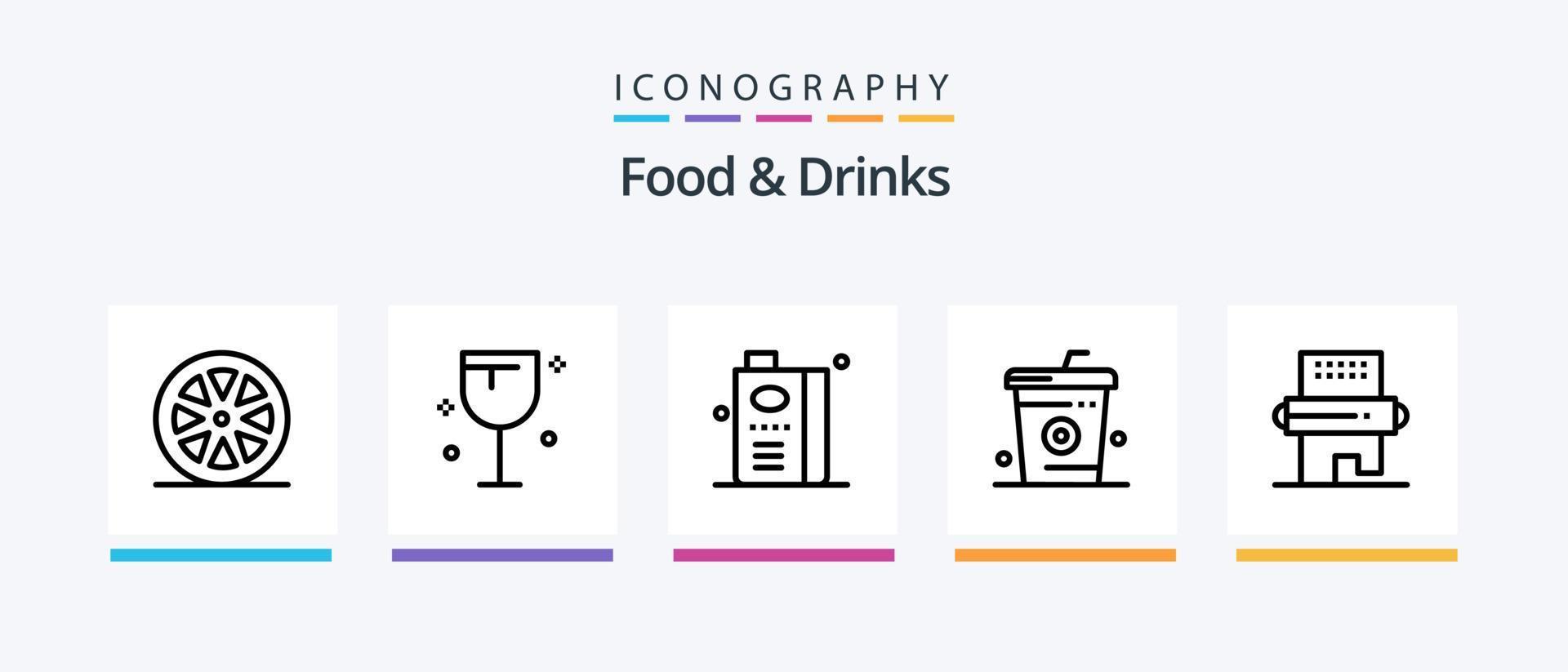 pack d'icônes de la ligne 5 de nourriture et de boissons, y compris le poisson. cuisine. le restaurant. nourriture. non. conception d'icônes créatives vecteur