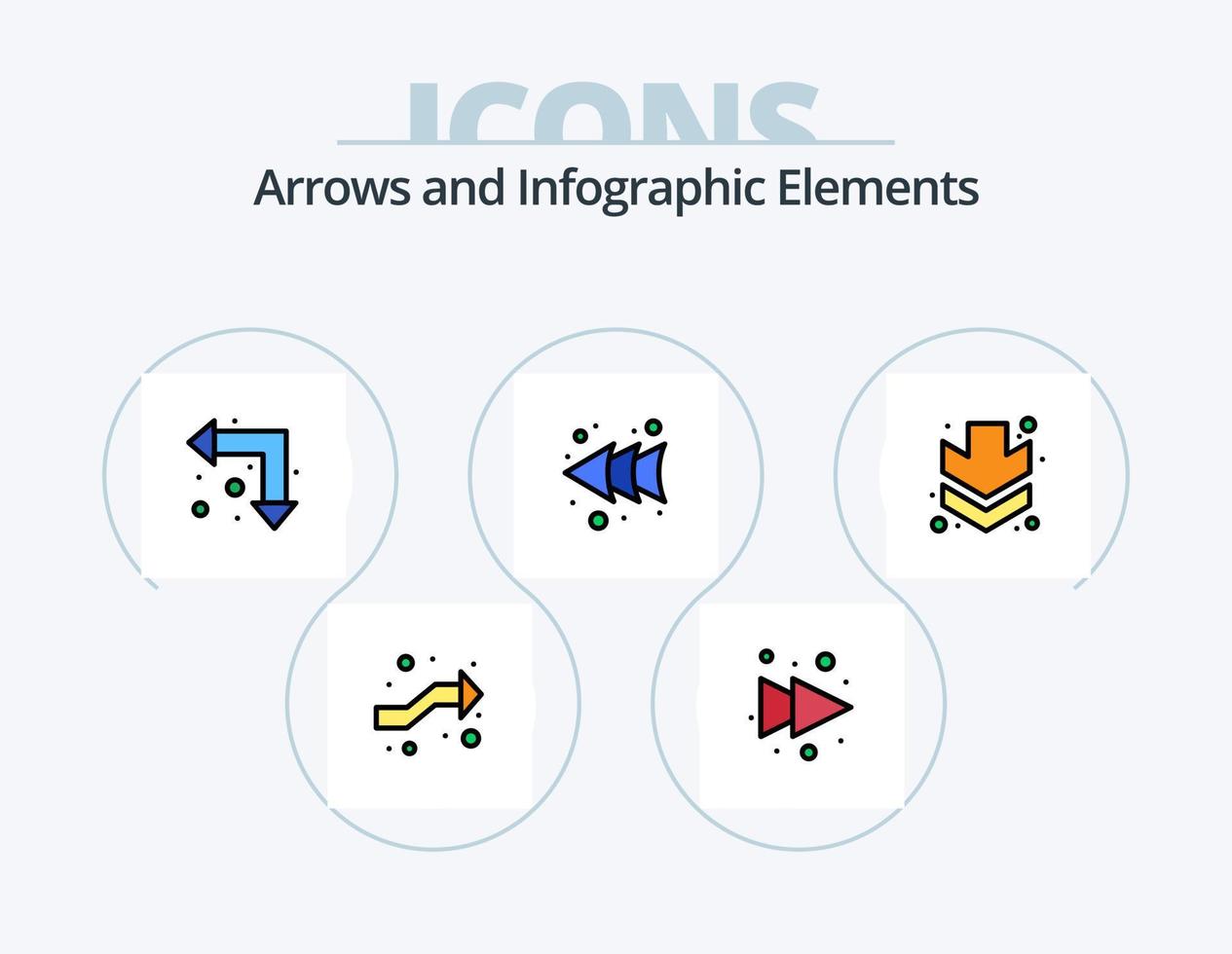 pack d'icônes remplies de ligne de flèche 5 conception d'icônes. . la gauche. complet vecteur