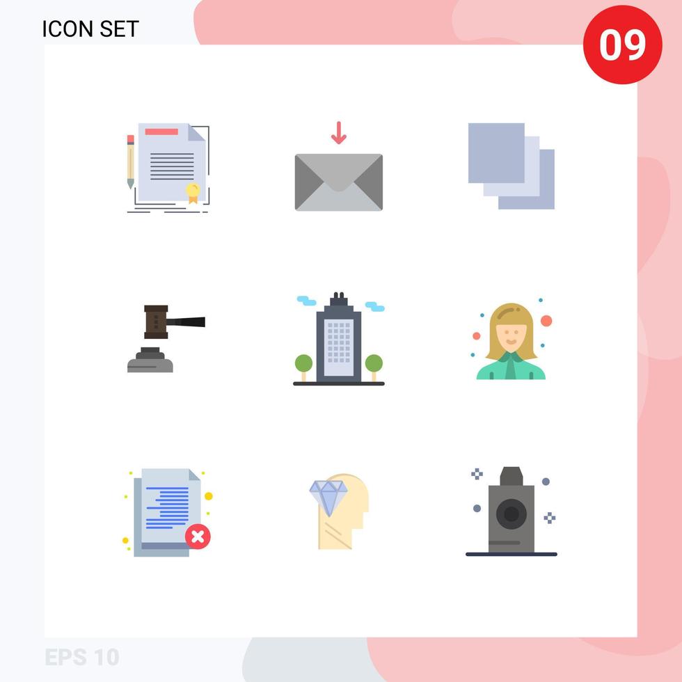 ensemble de 9 symboles d'icônes d'interface utilisateur modernes signes pour le juge gavel action en justice en cascade éléments de conception vectoriels modifiables vecteur