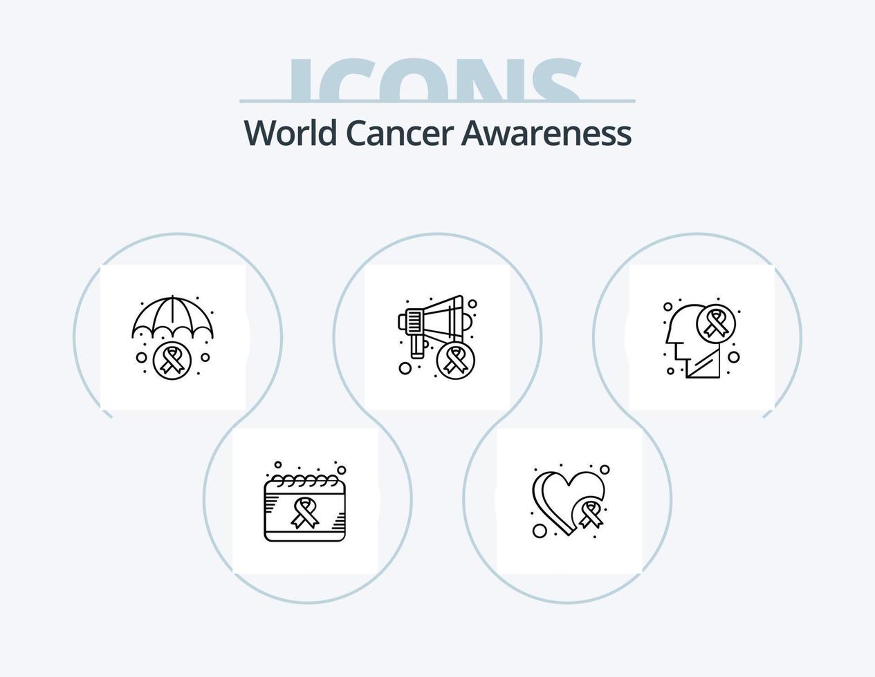 pack d'icônes de ligne de sensibilisation au cancer du monde 5 conception d'icônes. injection. journée. santé. un cancer. santé vecteur
