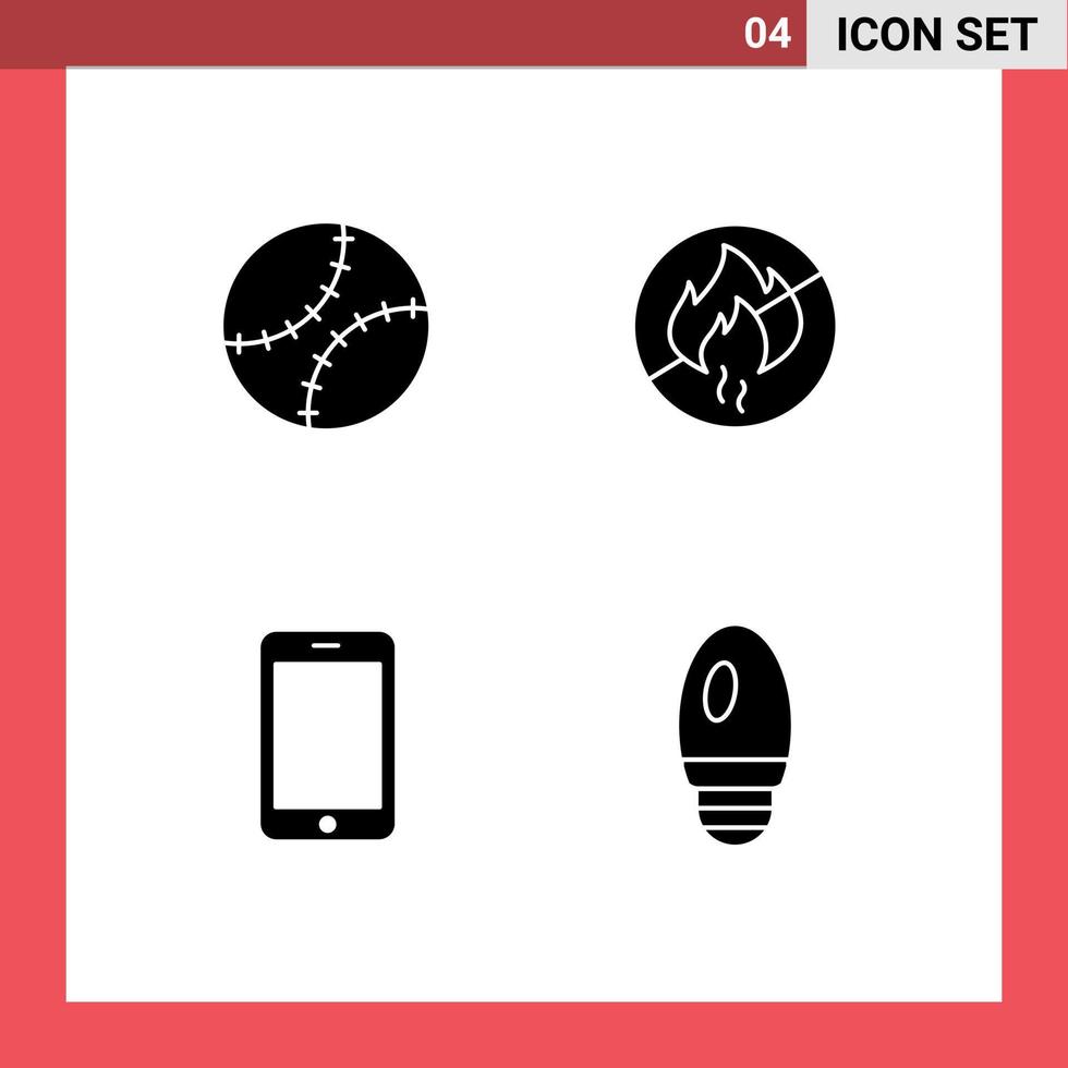 ensemble de 4 symboles d'icônes d'interface utilisateur modernes signes pour la fête des pères mobile baseball feu appel éléments de conception vectoriels modifiables vecteur