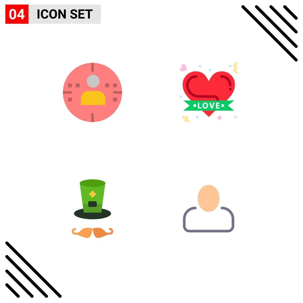 ensemble de 4 symboles d'icônes d'interface utilisateur modernes signes pour homme insigne d'irlande romantique coeur homme éléments de conception vectoriels modifiables vecteur