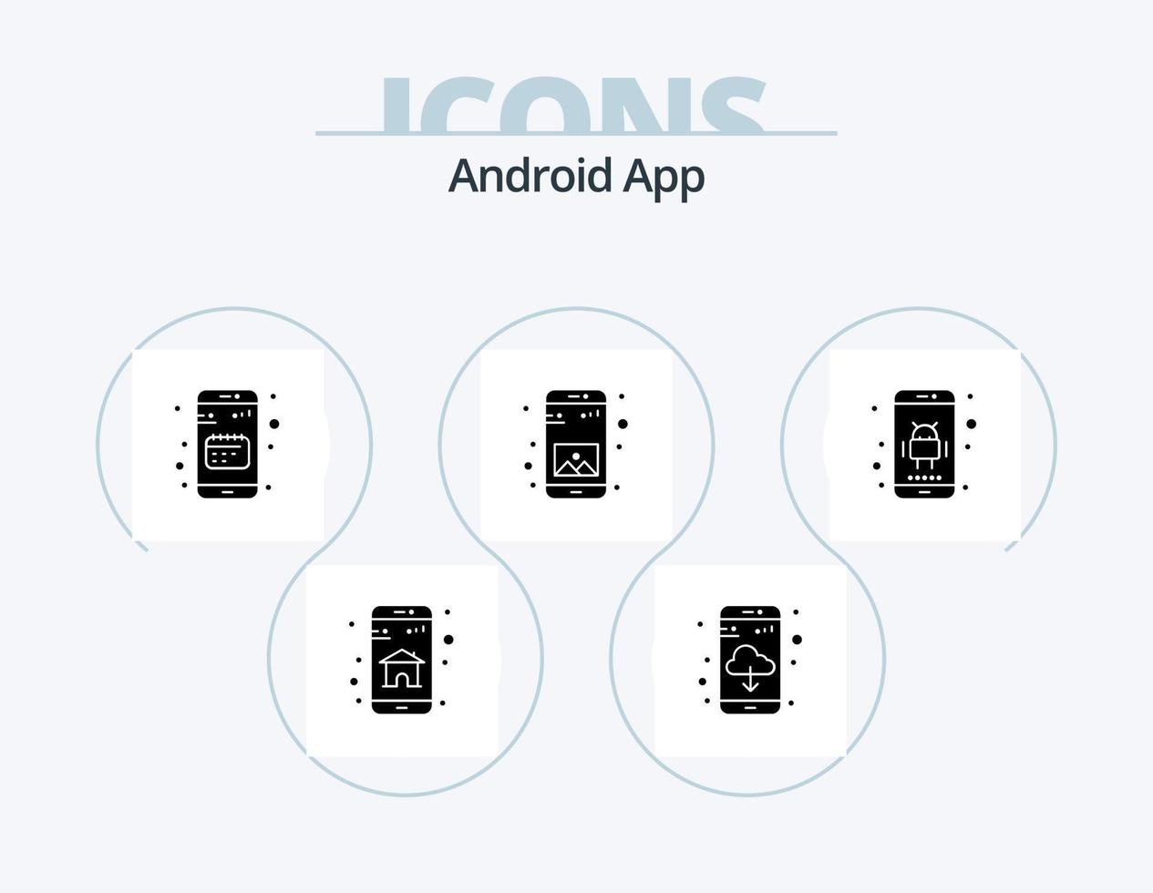 conception d'icônes du pack 5 d'icônes de glyphe d'application Android. application. portable. application. Galerie. application vecteur