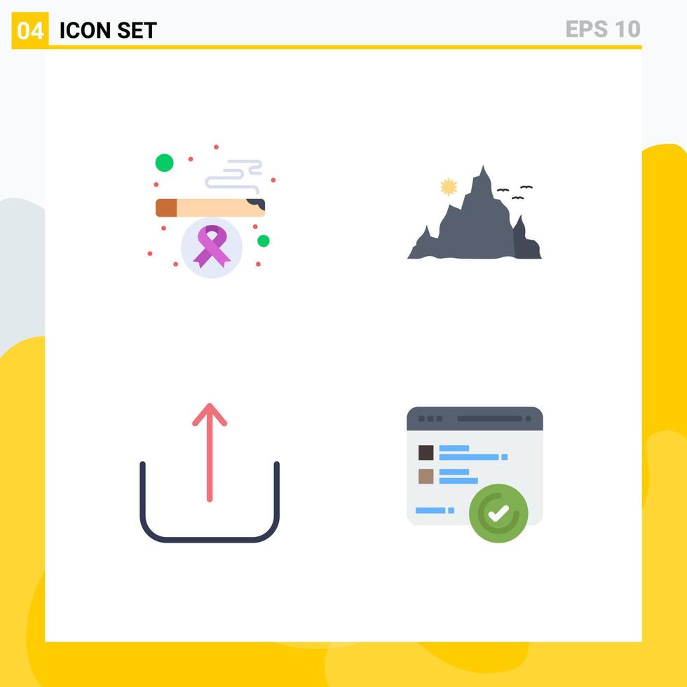 ensemble de 4 symboles d'icônes d'interface utilisateur modernes signes pour cigarette ui montagne nature développement éléments de conception vectoriels modifiables vecteur