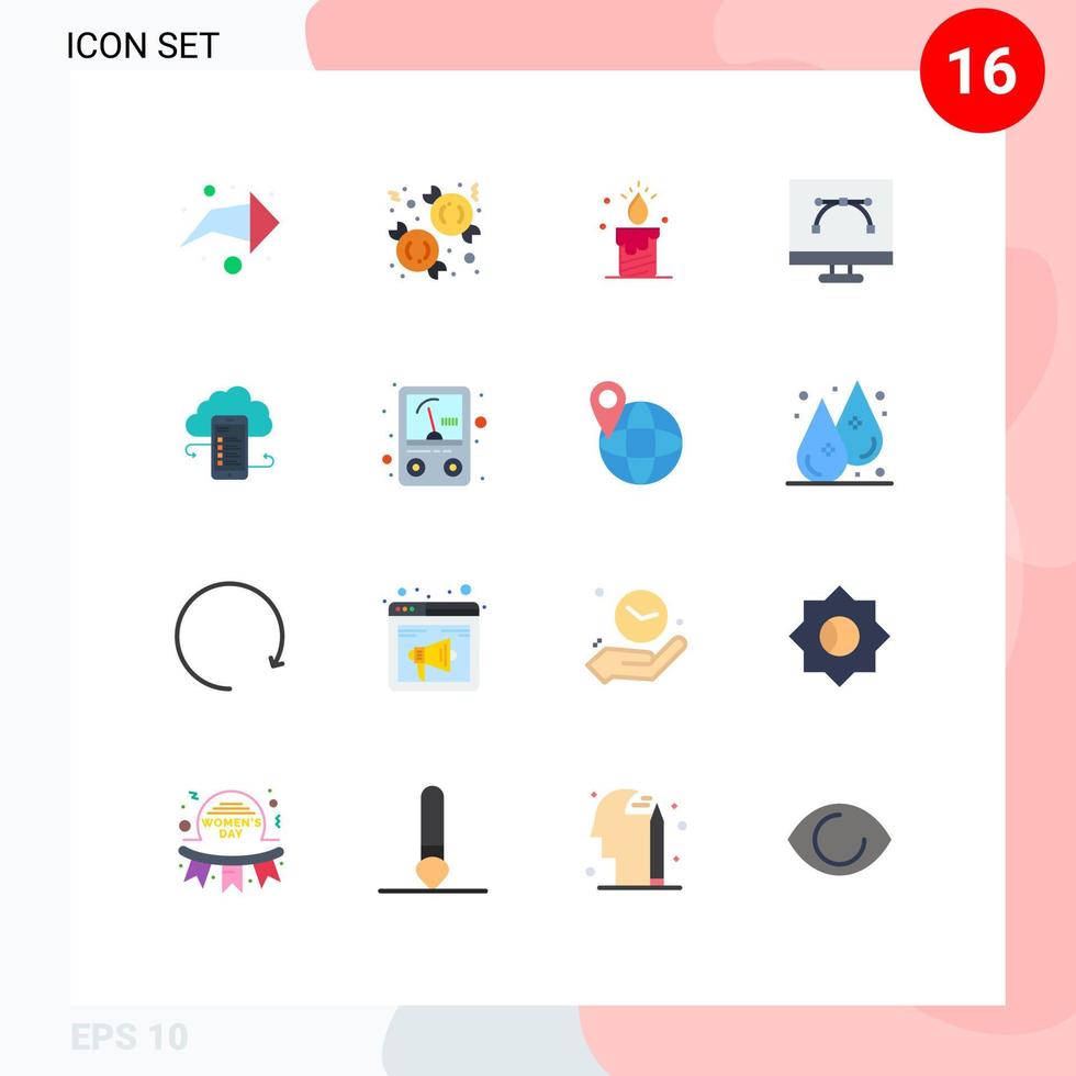 16 icônes créatives signes et symboles modernes de l'outil stylo d'entreprise conception graphique légère conception et codage pack modifiable d'éléments de conception de vecteur créatif