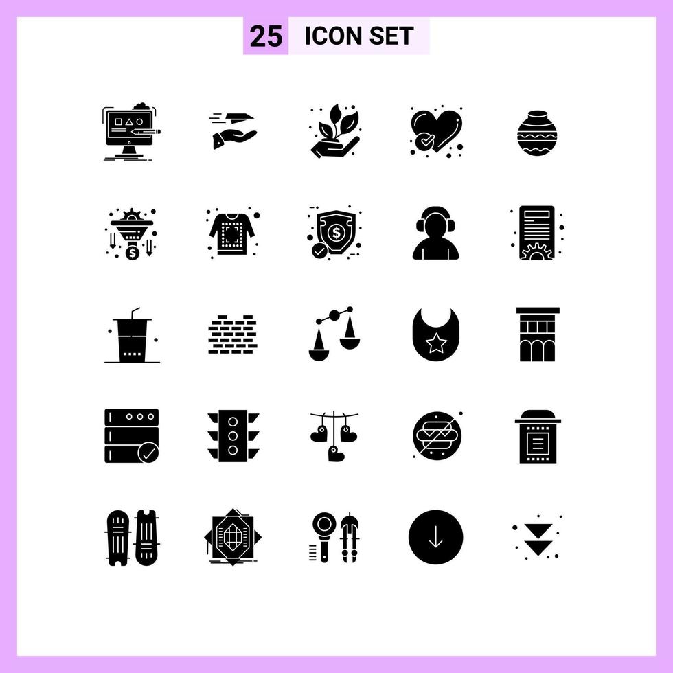 interface mobile ensemble de glyphes solides de 25 pictogrammes d'éléments de conception vectoriels modifiables de la nature du rapport d'avion vérifié par le coeur vecteur