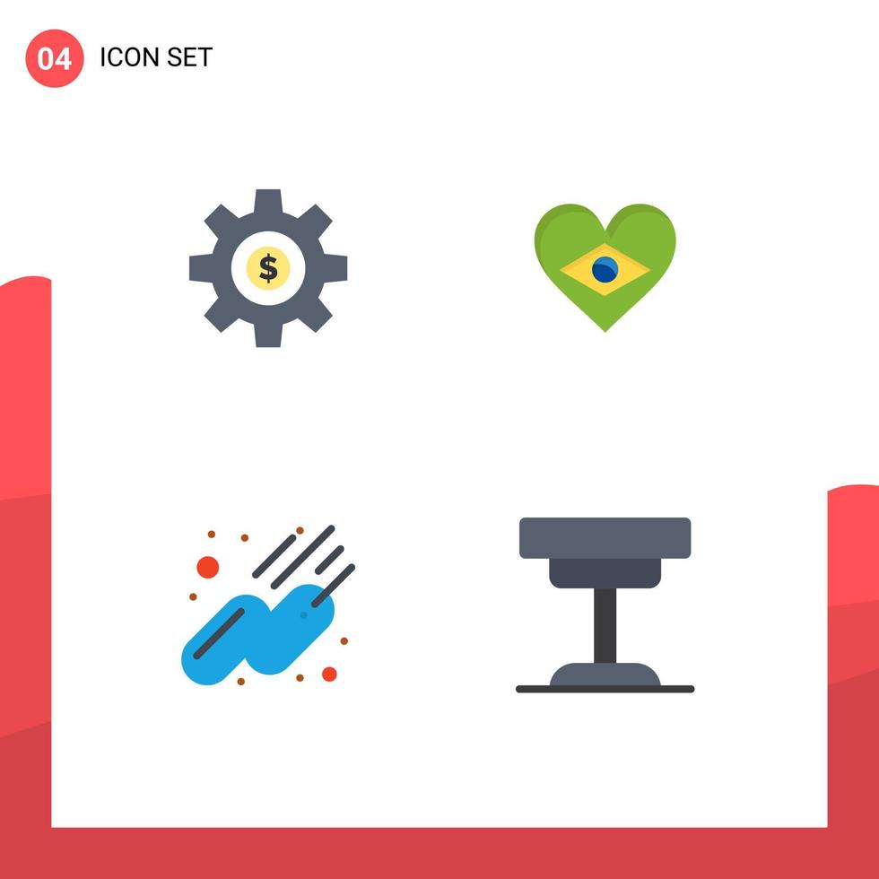 pack d'icônes vectorielles de stock de 4 signes et symboles de ligne pour les éléments de conception vectoriels éditables de cog satellite dollar brésil spoutnik vecteur