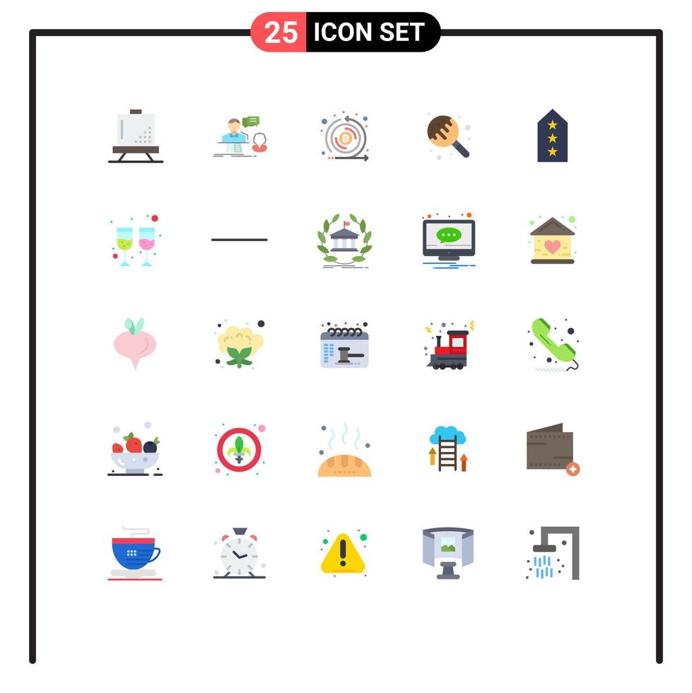 symboles d'icônes universelles groupe de 25 couleurs plates modernes de bonbons contact sucette émission de bonbons éléments de conception vectoriels modifiables vecteur