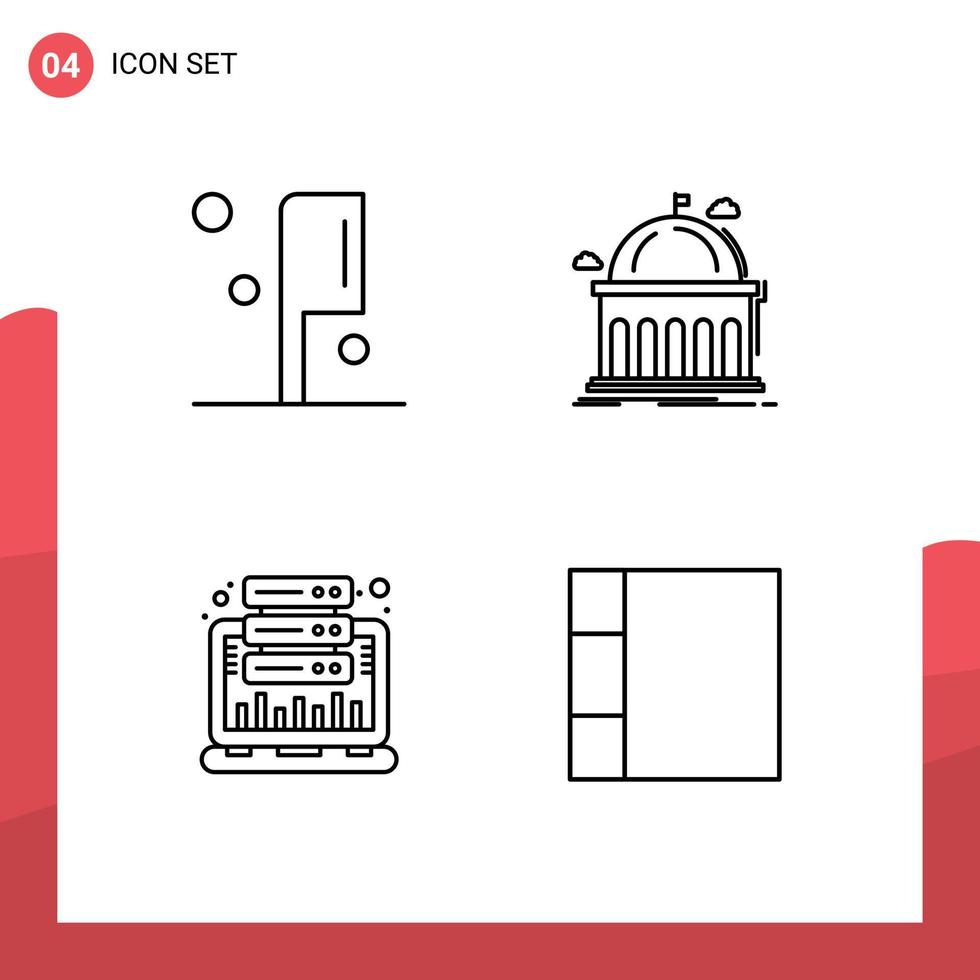 ensemble de 4 symboles d'icônes d'interface utilisateur modernes signes pour la bibliothèque de graphiques alimentaires statistiques d'apprentissage éléments de conception vectoriels modifiables vecteur