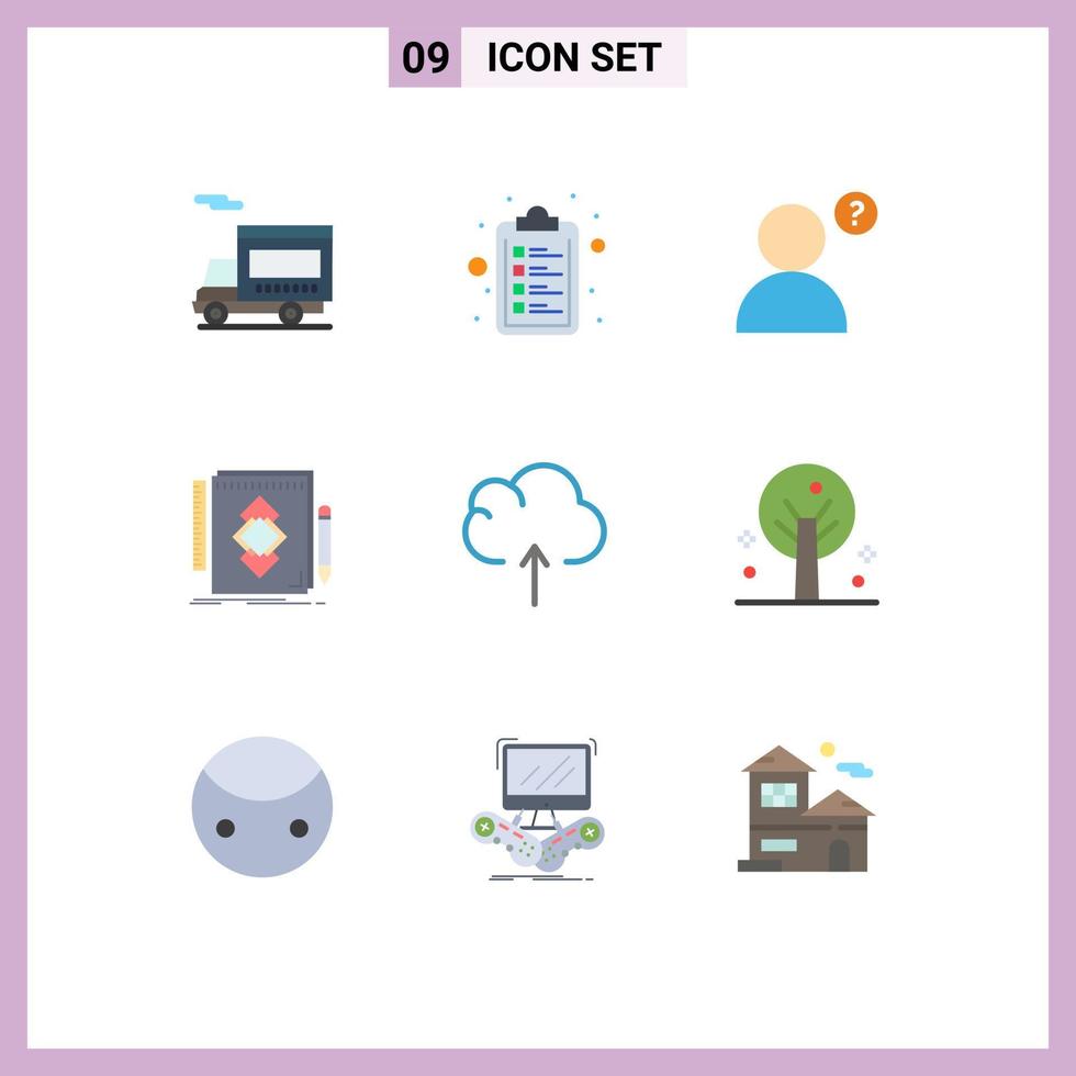 ensemble de 9 symboles d'icônes d'interface utilisateur modernes signes pour le profil de données de la nature nuage dessiner des éléments de conception vectoriels modifiables vecteur