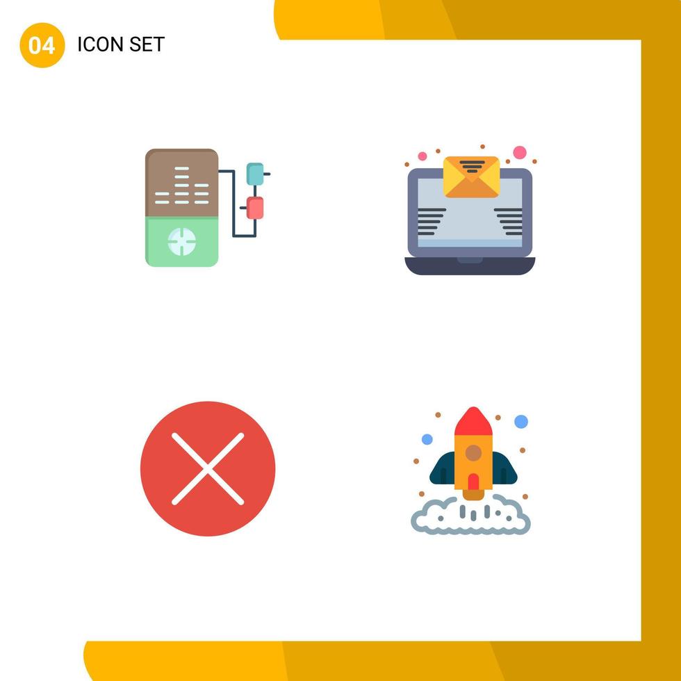 ensemble de 4 icônes vectorielles plates sur la grille pour la navigation musicale flèches de courrier électronique éléments de conception vectoriels modifiables vecteur