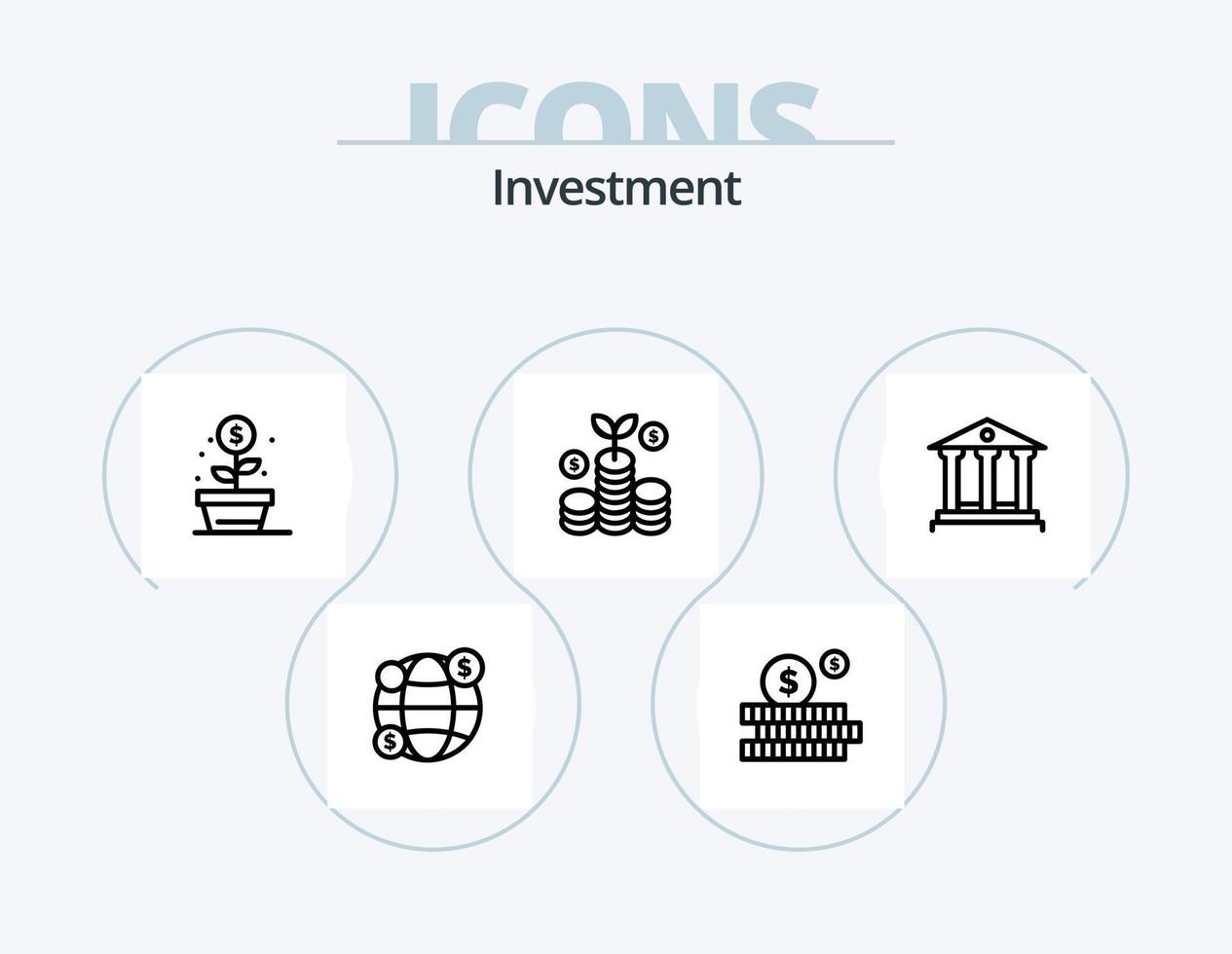 pack d'icônes de ligne d'investissement 5 conception d'icônes. en ligne. de l'argent. Entreprise. investissement. gains vecteur