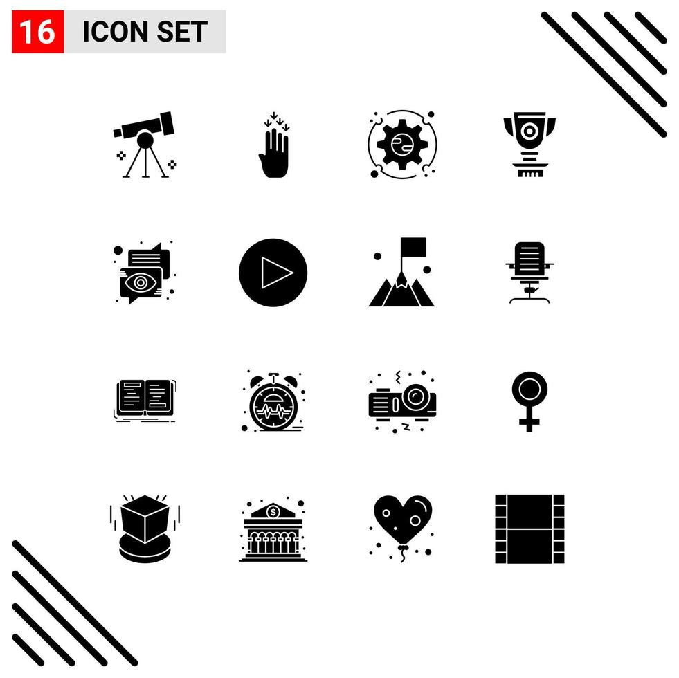 interface mobile glyphe solide ensemble de 16 pictogrammes de prix de récompense vers le bas options de récompense éléments de conception vectoriels modifiables vecteur