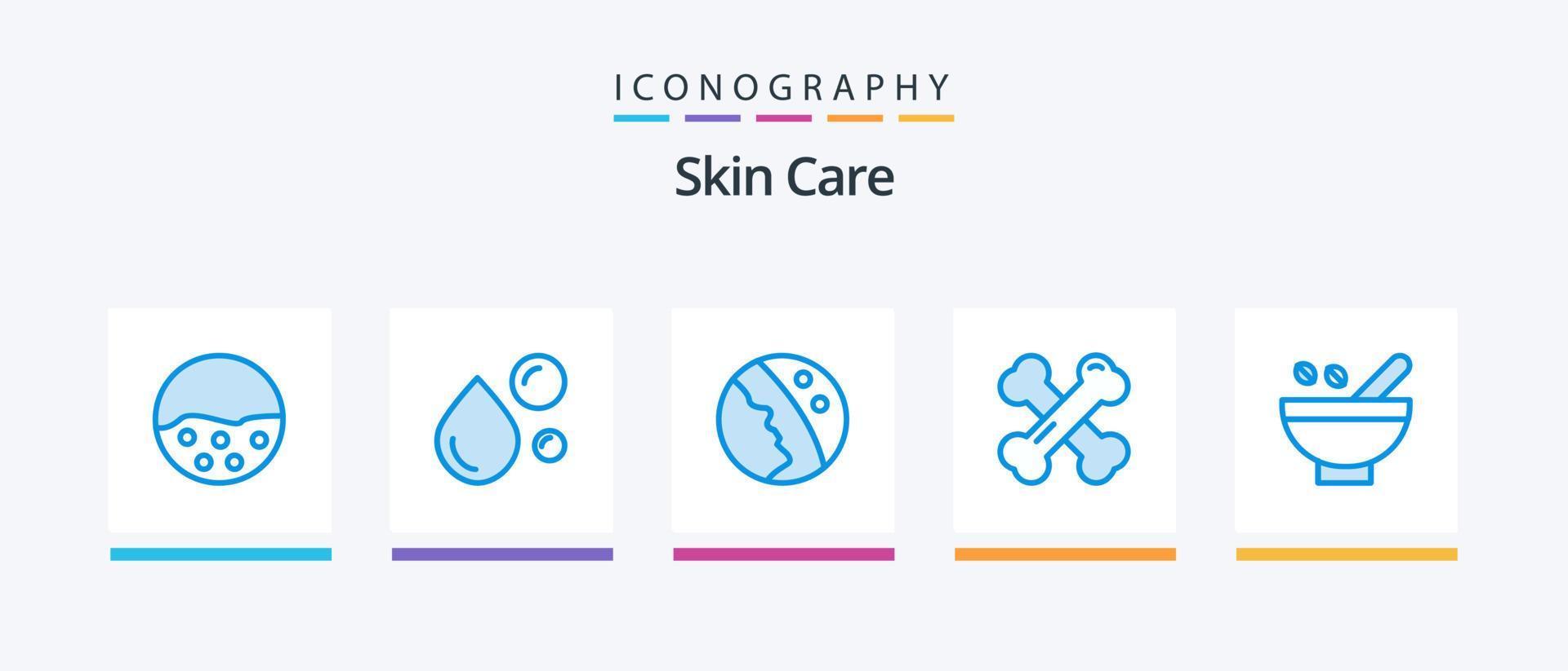 pack d'icônes bleu peau 5, y compris les rhumatismes. calcium. huile naturelle. la santé des os. peau. conception d'icônes créatives vecteur