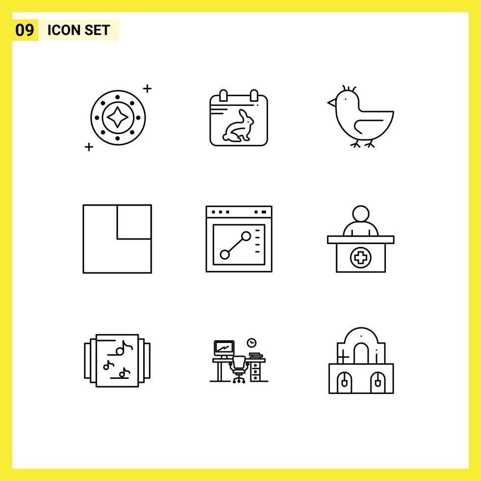 ensemble de 9 symboles d'icônes d'interface utilisateur modernes signes pour la mise en page du navigateur pâques développer des éléments de conception vectoriels modifiables de cygne vecteur