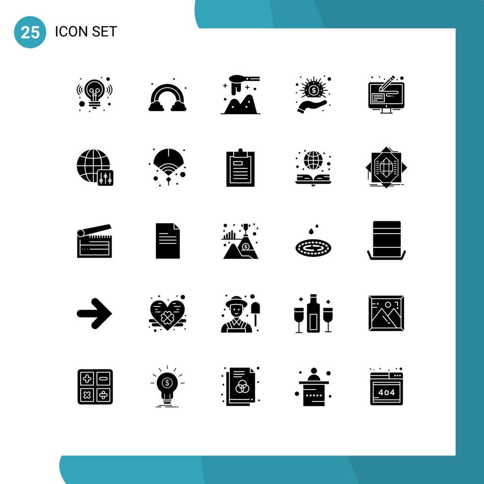 ensemble de 25 symboles d'icônes d'interface utilisateur modernes signes pour modifier l'argent louche main entreprise éléments de conception vectoriels modifiables vecteur