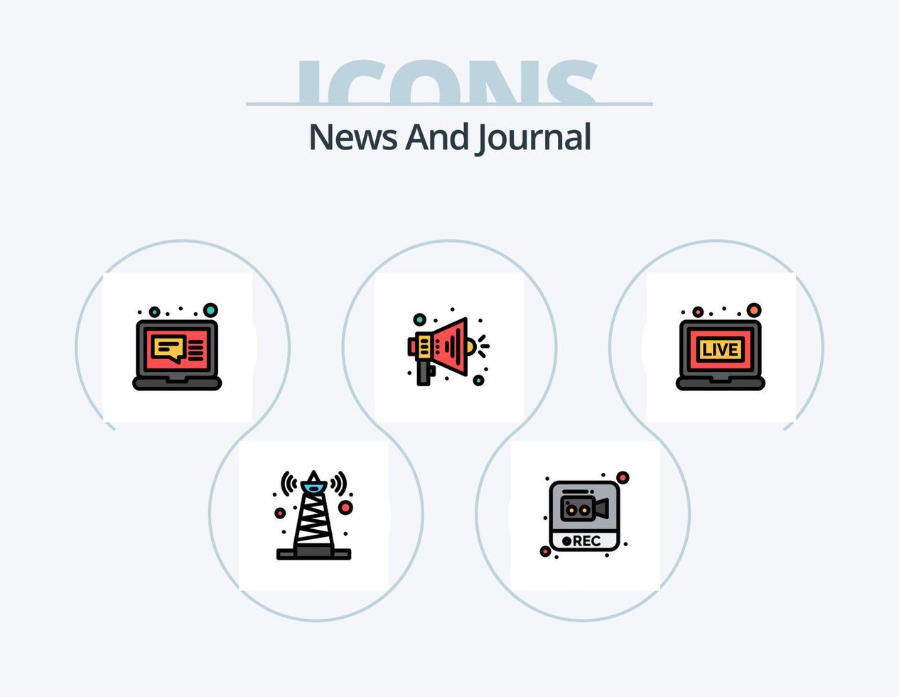 pack d'icônes remplies de ligne d'actualités 5 conception d'icônes. appel. habitent. Youtube. diffusion. Satellite vecteur