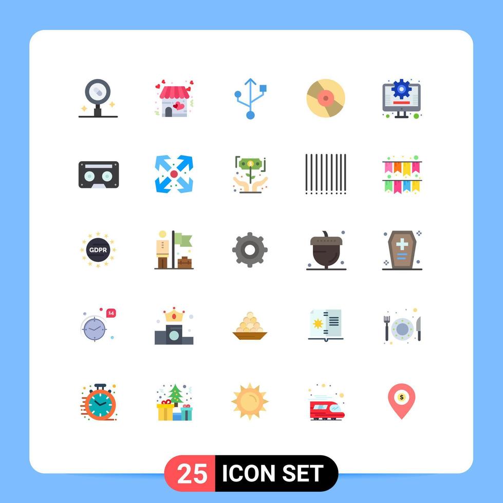 ensemble de 25 symboles d'icônes d'interface utilisateur modernes signes pour le marketing entreprise valentine dispositif dvd éléments de conception vectoriels modifiables vecteur