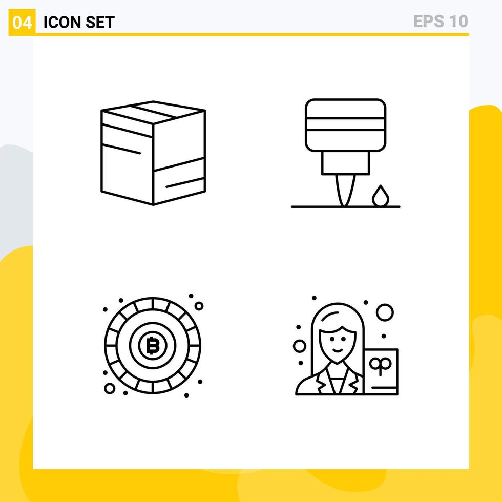 concept de 4 lignes pour les sites Web mobiles et les applications box coin e oil femelle éléments de conception vectoriels modifiables vecteur