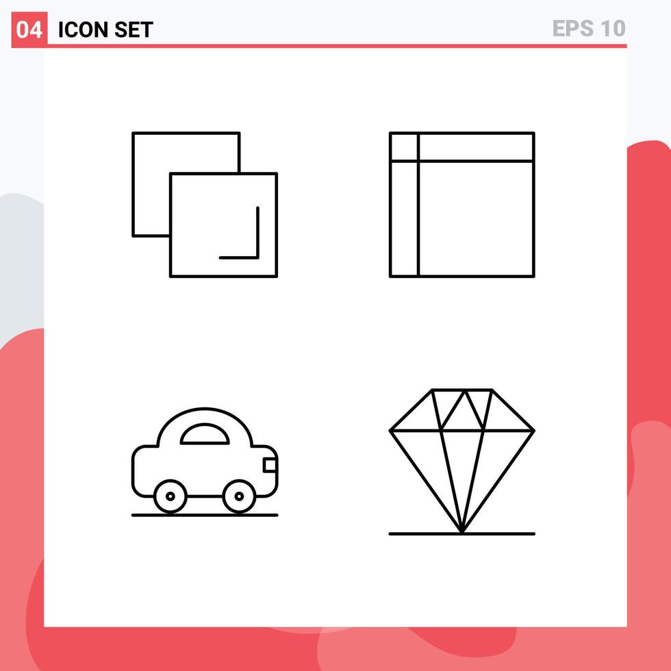 ensemble de 4 symboles d'icônes d'interface utilisateur modernes signes pour copier des appareils de voiture appareils ménagers véhicules éléments de conception vectoriels modifiables vecteur