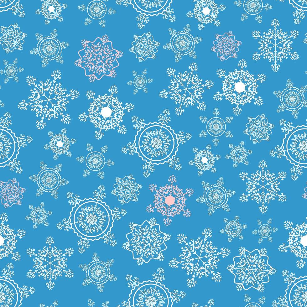 motif de flocons de neige sans couture hiver bleu. vecteur