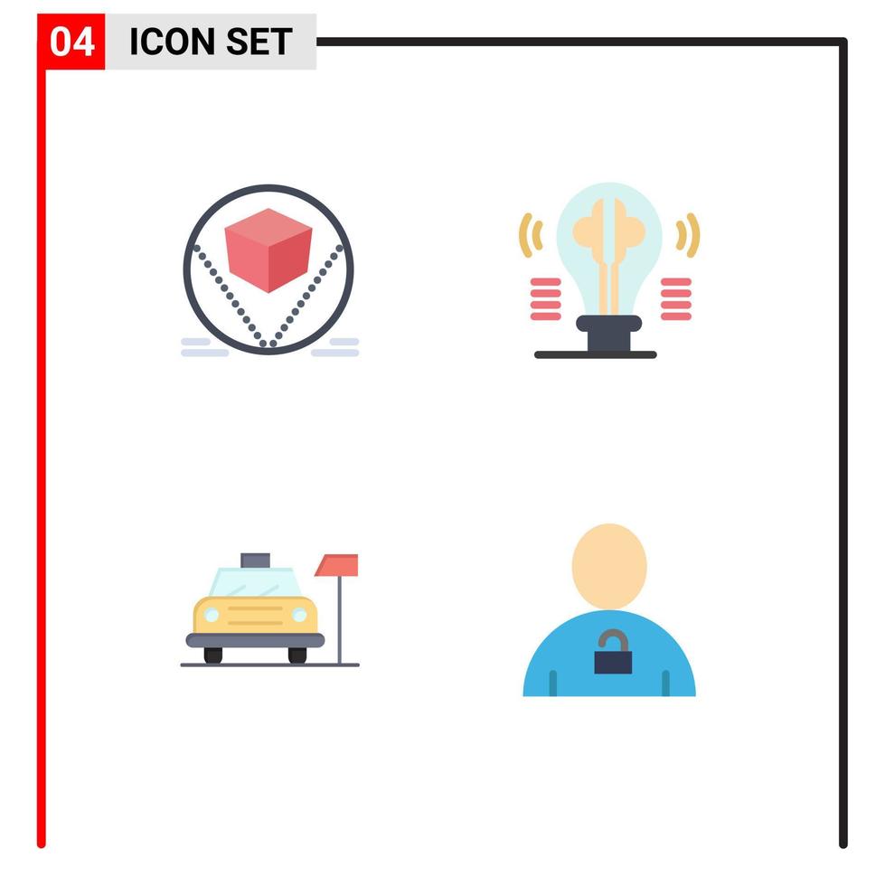 4 concept d'icônes plates pour les sites Web mobiles et les applications boîte de voiture fournir du contenu hôtel éléments de conception vectoriels modifiables vecteur