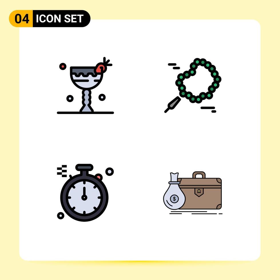 ensemble de 4 symboles d'icônes d'interface utilisateur modernes signes pour cocktail nord manger prier affaires éléments de conception vectoriels modifiables vecteur