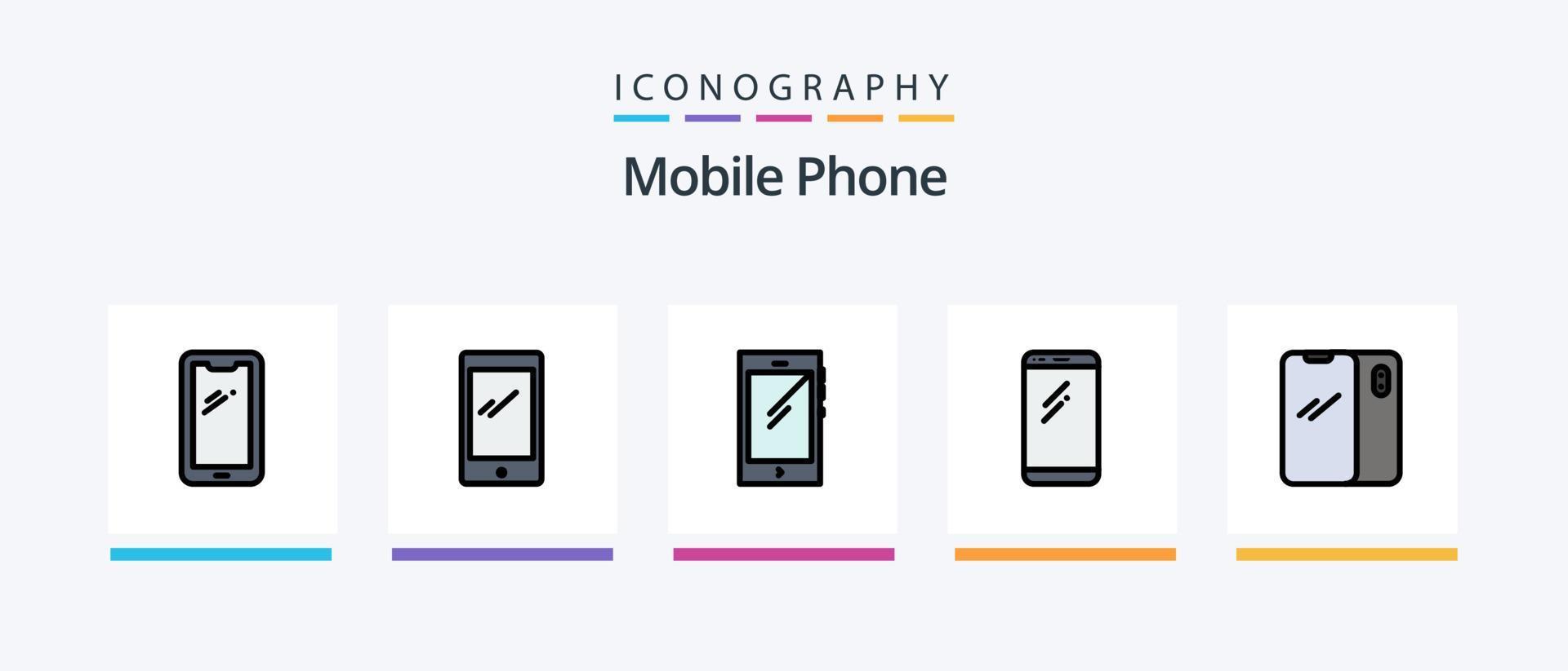 ligne de téléphone mobile remplie de 5 packs d'icônes comprenant. Android. dos. Android. conception d'icônes créatives vecteur