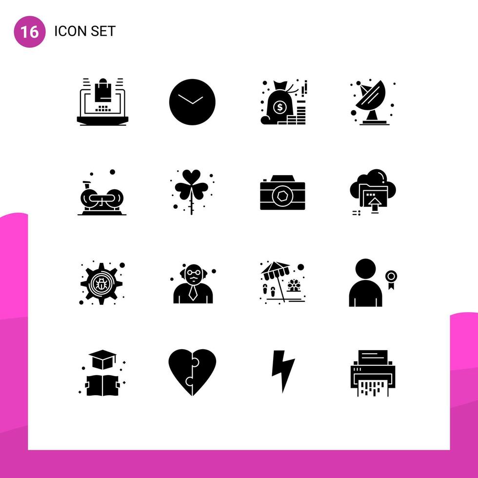 ensemble de 16 symboles d'icônes d'interface utilisateur modernes signes pour la communication de compte d'espace d'exercice enregistrant des éléments de conception vectoriels modifiables vecteur