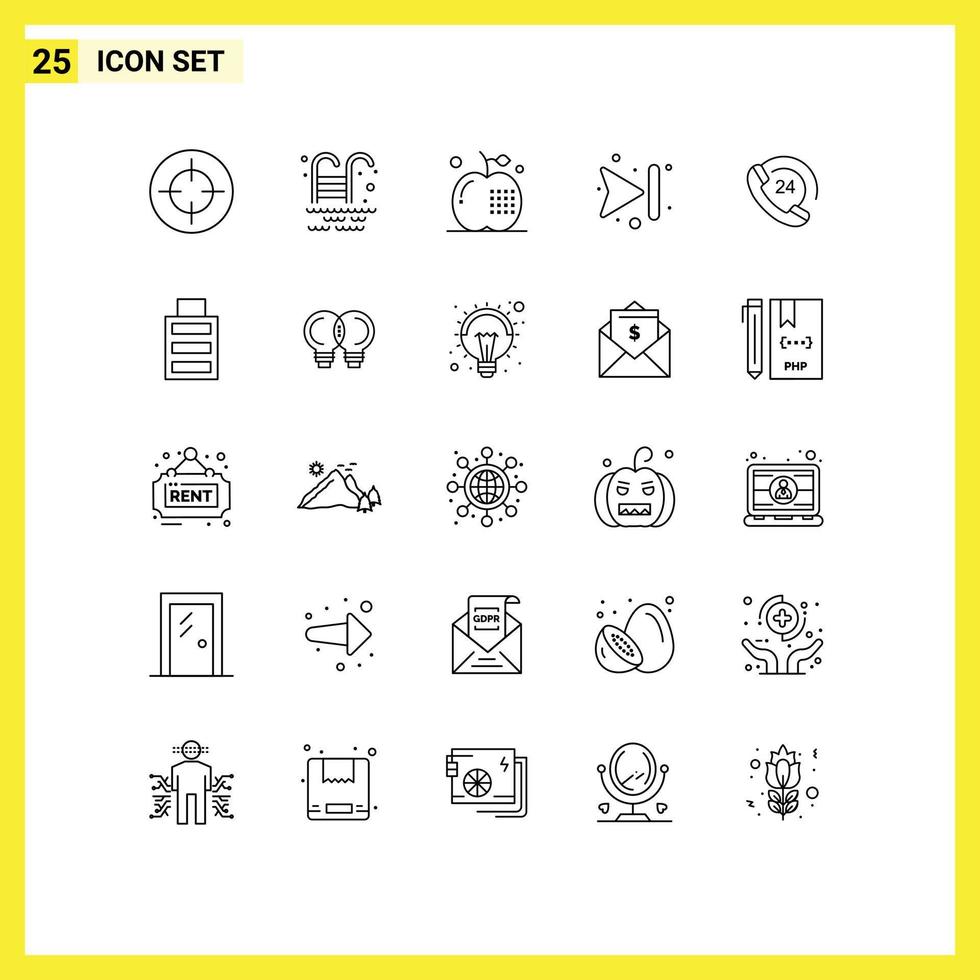 groupe de 25 lignes modernes définies pour la cuisson des appels téléphoniques flèches de saut éléments de conception vectoriels modifiables vecteur