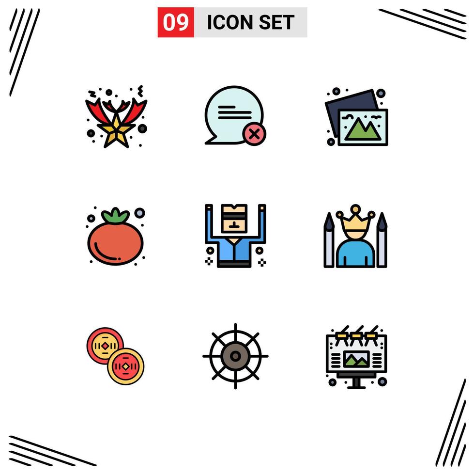 interface mobile fillline ensemble de 9 pictogrammes de photos criminelles de sécurité arrêtés éléments de conception vectoriels modifiables de tomate vecteur