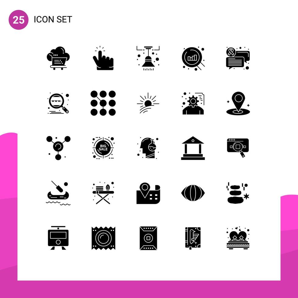 25 concept de glyphe solide pour les sites Web mobiles et les applications communication tableau de points de recherche éléments de conception vectoriels modifiables légers vecteur