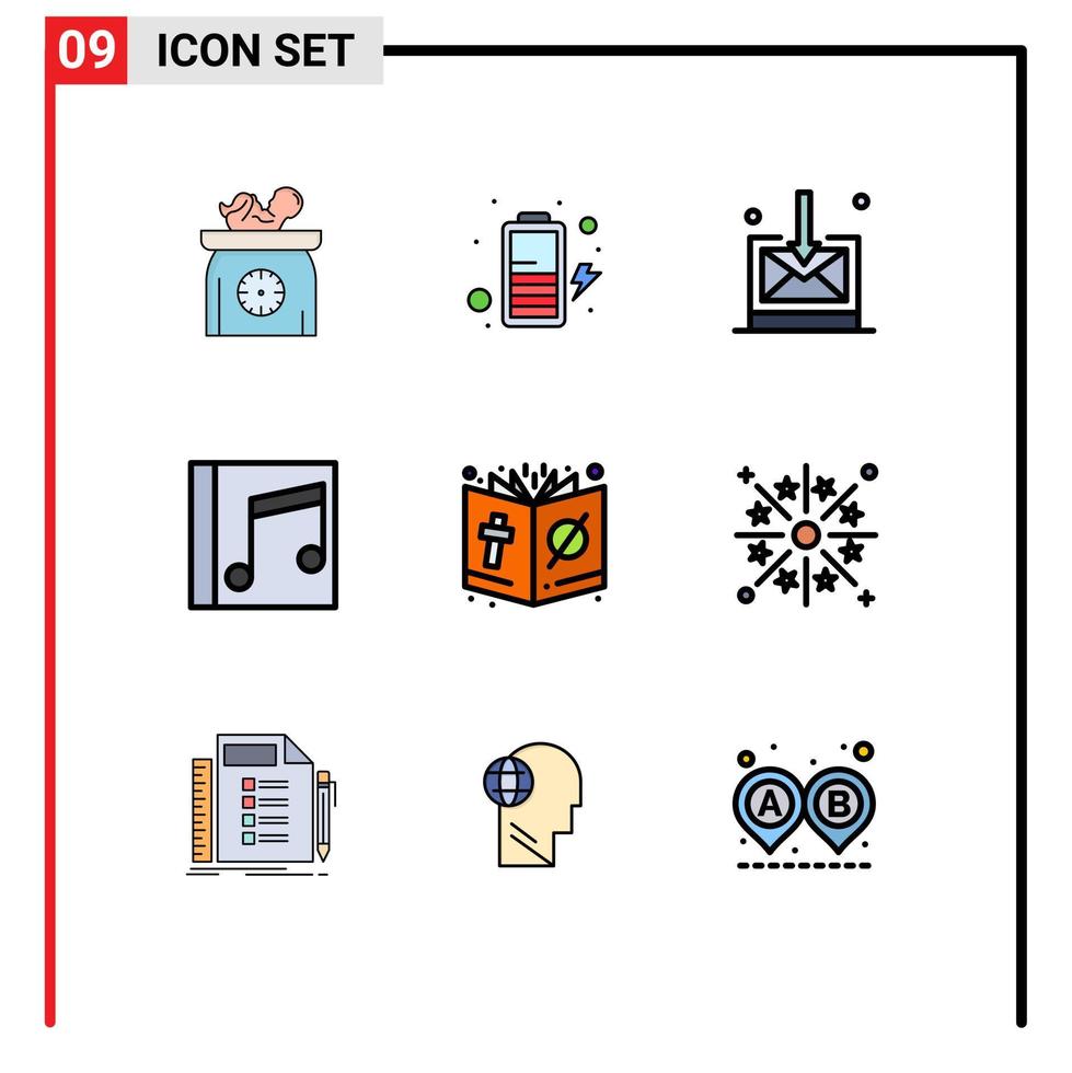 9 icônes créatives signes et symboles modernes de chansons de livre business song media éléments de conception vectoriels modifiables vecteur