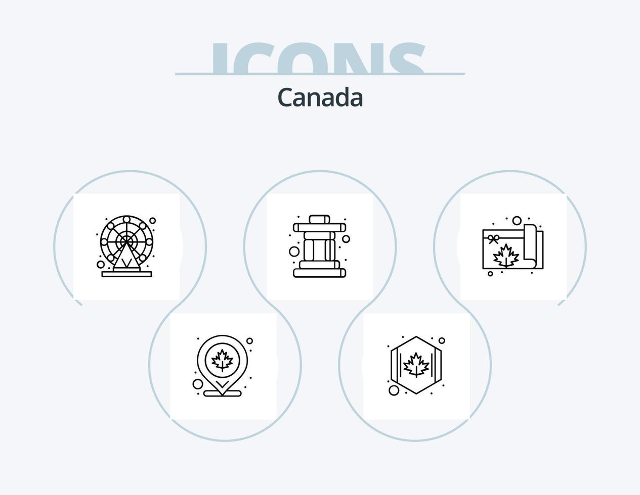 pack d'icônes canada line 5 conception d'icônes. feuille. lumières. Canada. lumière. éclairage vecteur
