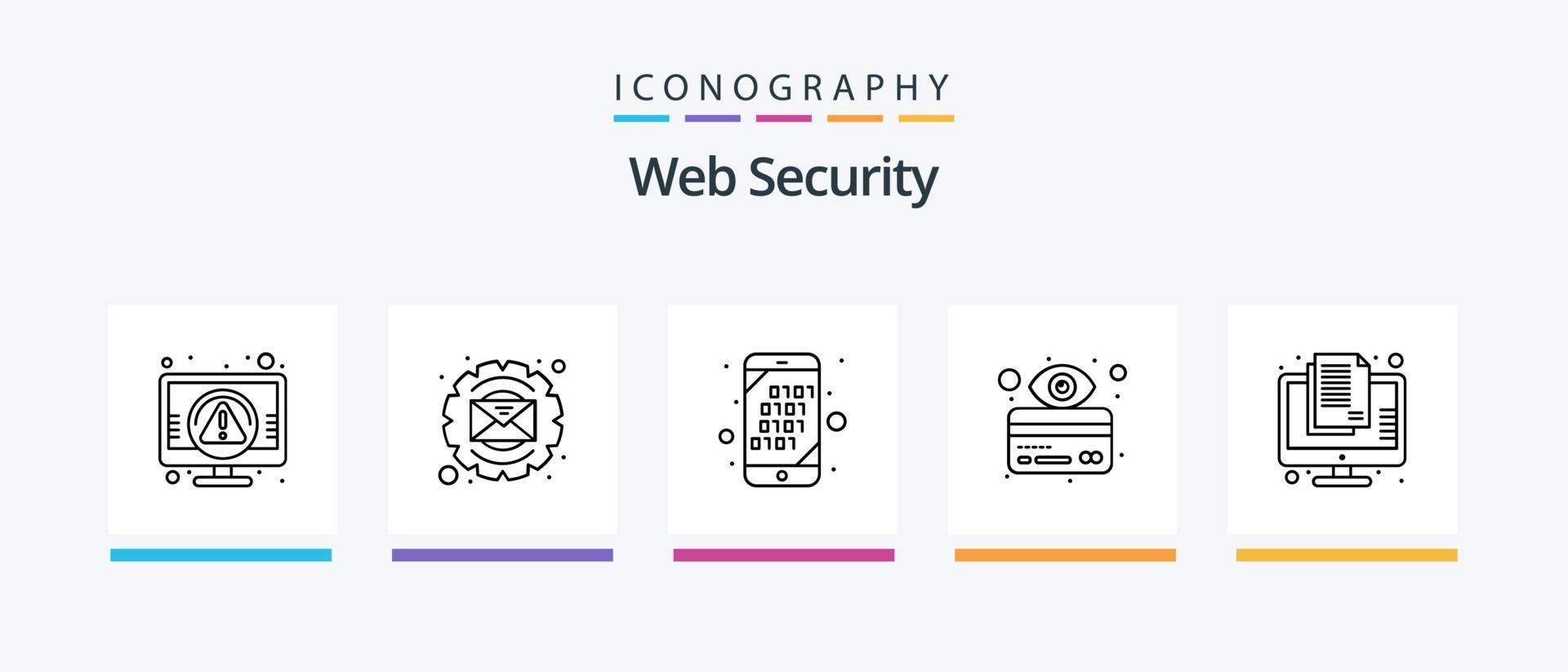 pack d'icônes de la ligne de sécurité Web 5, y compris les données. chiffrement. protection. codage. binaire. conception d'icônes créatives vecteur