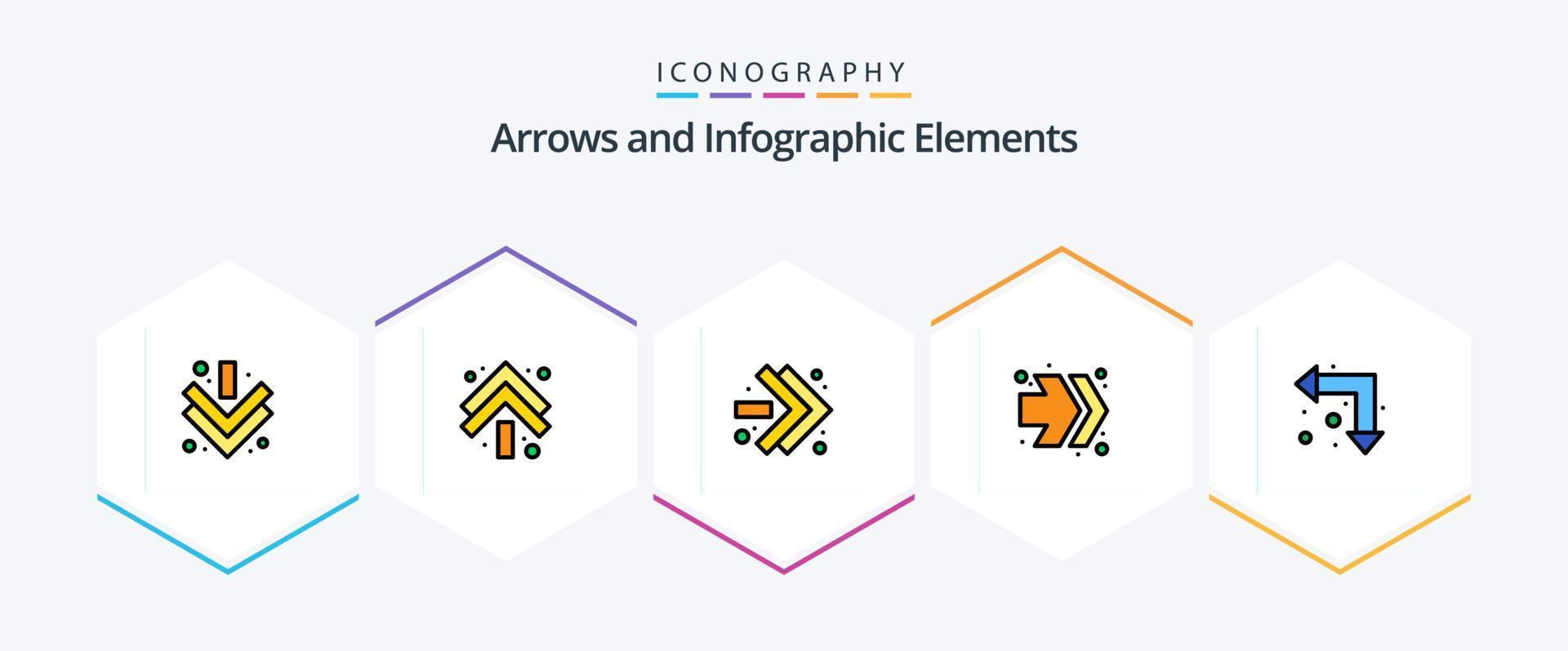 flèche 25 pack d'icônes fillline comprenant. avance rapide. . en haut à gauche vecteur