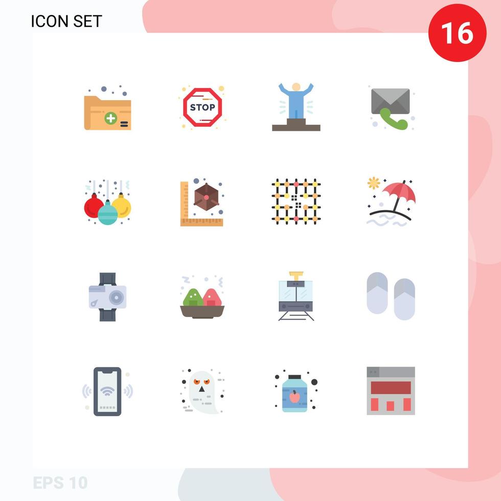 ensemble de 16 symboles d'icônes d'interface utilisateur modernes signes pour la réalisation d'appel de balle succès de chat pack modifiable d'éléments de conception de vecteur créatif