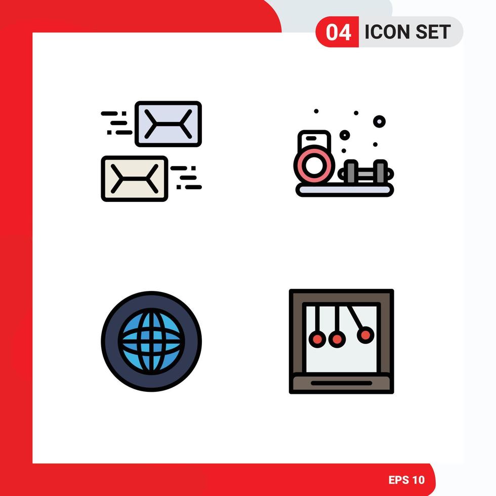 4 couleurs plates vectorielles thématiques remplies et symboles modifiables d'éléments de conception vectoriels modifiables globaux de passe-temps de lettre de centre d'adresse vecteur