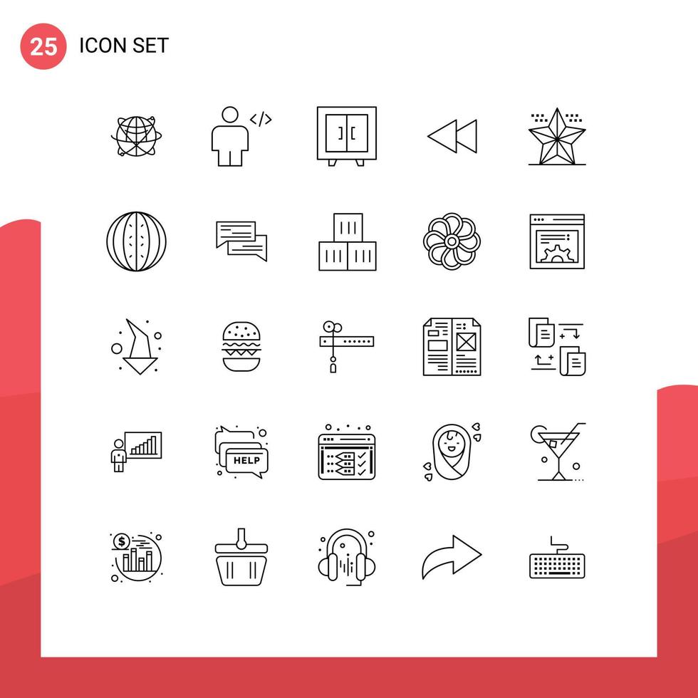ensemble moderne de 25 lignes et symboles tels que les éléments de conception vectoriels modifiables du placard intérieur du corps de l'école vecteur
