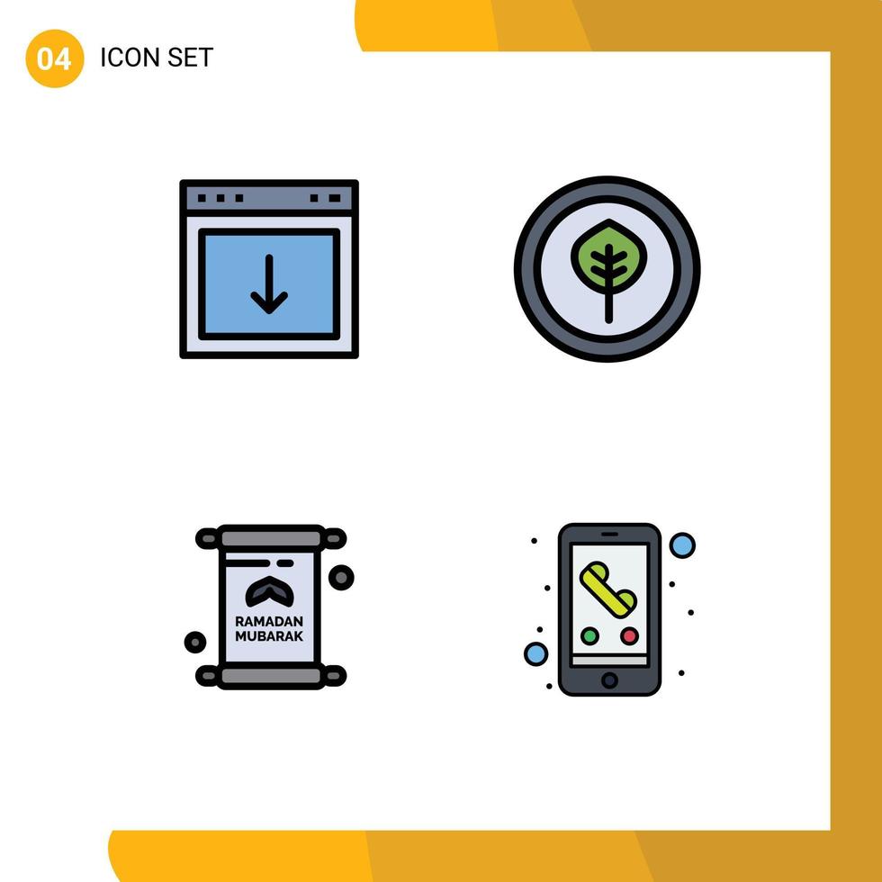 4 signes universels de couleur plate fillline symboles de l'élément d'invitation de l'application éléments de conception vectoriels modifiables du ramadan biologique vecteur