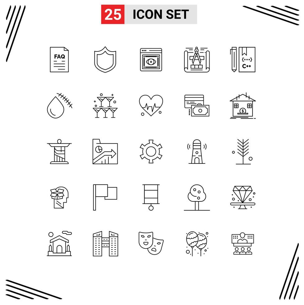 concept de 25 lignes pour sites Web mobiles et applications codage c croquis plan éléments de conception vectoriels modifiables vecteur