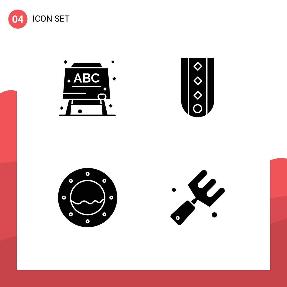 pack d'interface utilisateur de 4 glyphes solides de base de diamants de hublot de planche classent des éléments de conception vectoriels modifiables pour l'agriculture vecteur