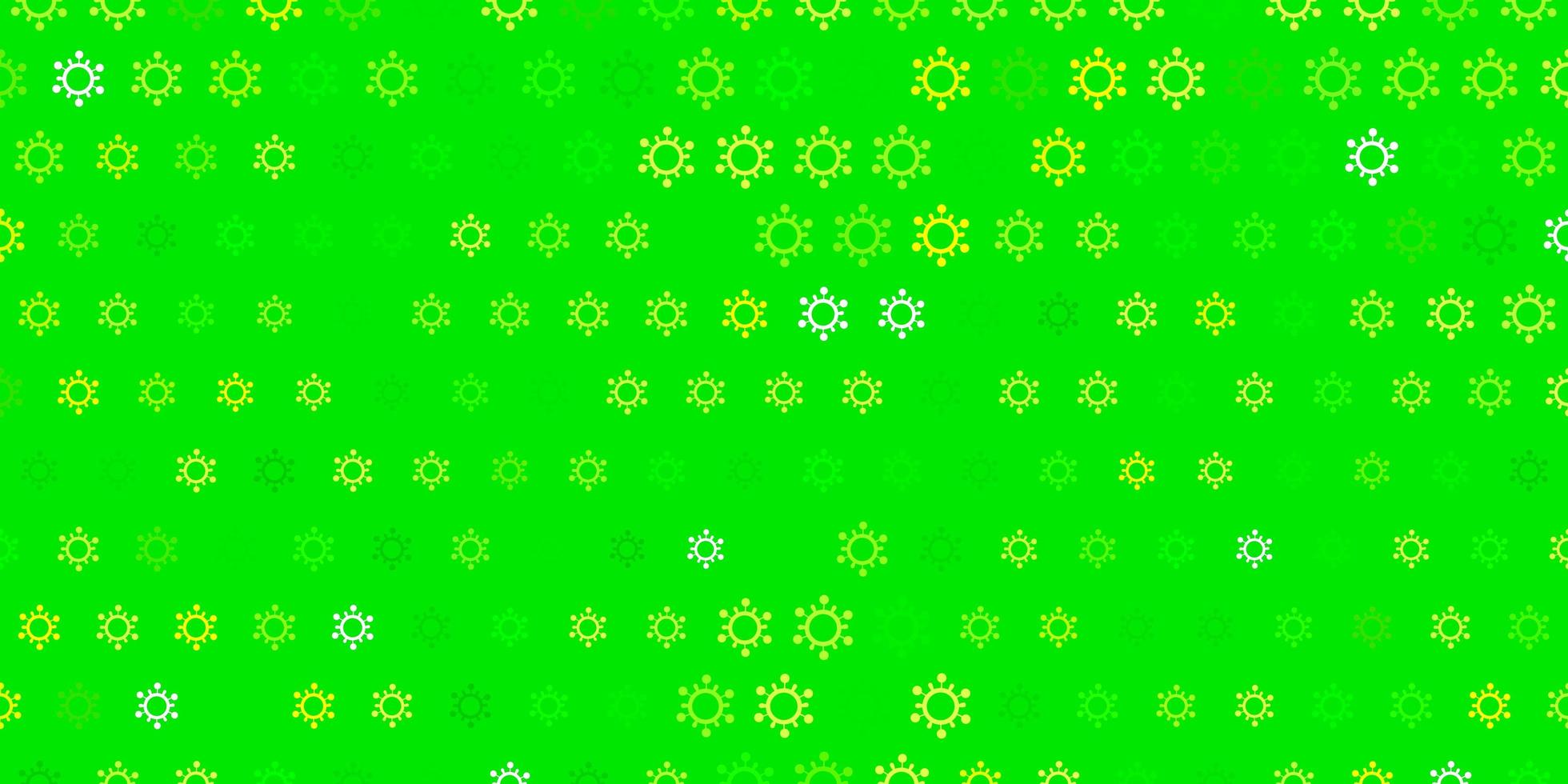 fond de vecteur vert foncé, jaune avec symboles covid-19.