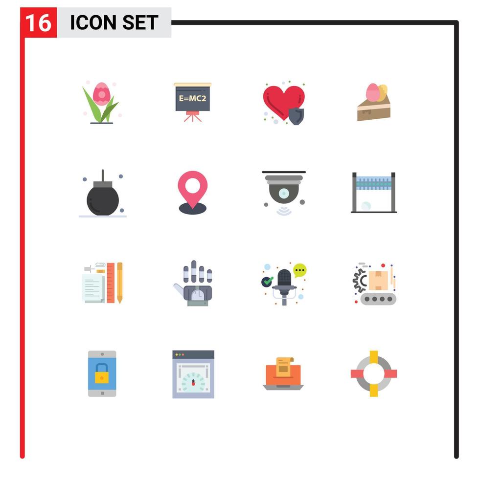16 icônes créatives signes et symboles modernes de célébration oeuf soins de santé gâteau de pâques pack modifiable d'éléments de conception de vecteur créatif