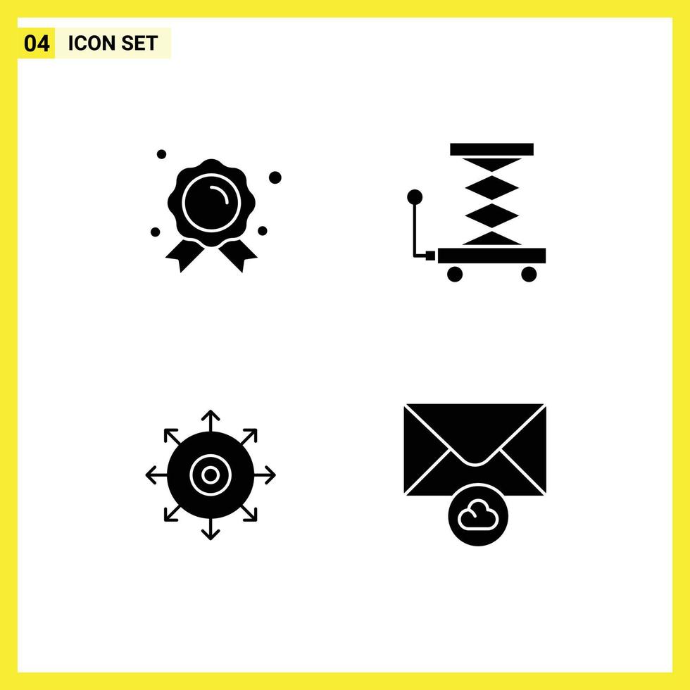 4 glyphes solides vectoriels thématiques et symboles modifiables du point de réussite éducation ascenseur succès éléments de conception vectoriels modifiables vecteur