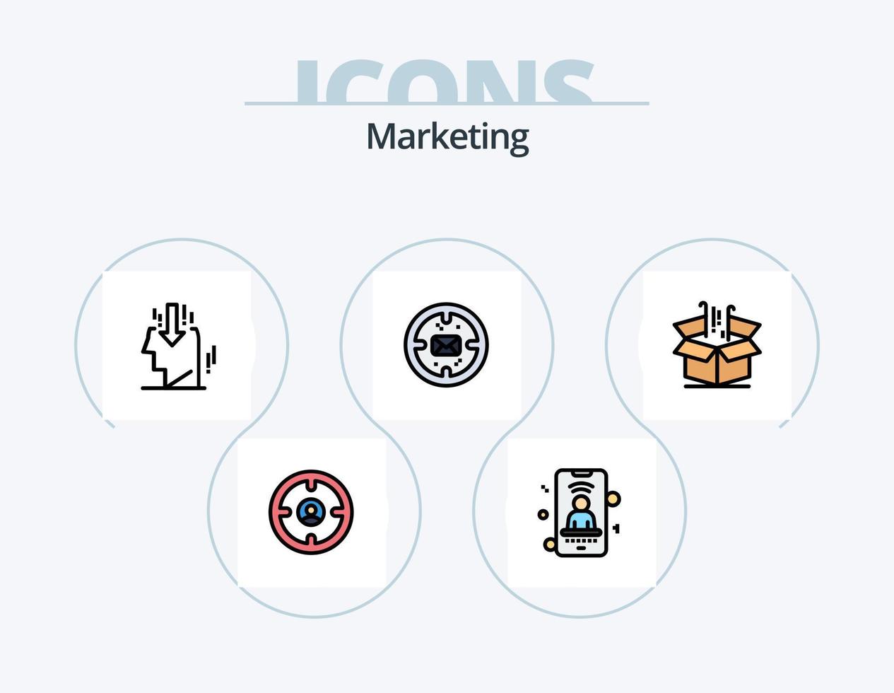 pack d'icônes remplies de ligne de marketing 5 conception d'icônes. finance. dollar. boîte. globe. commercialisation vecteur