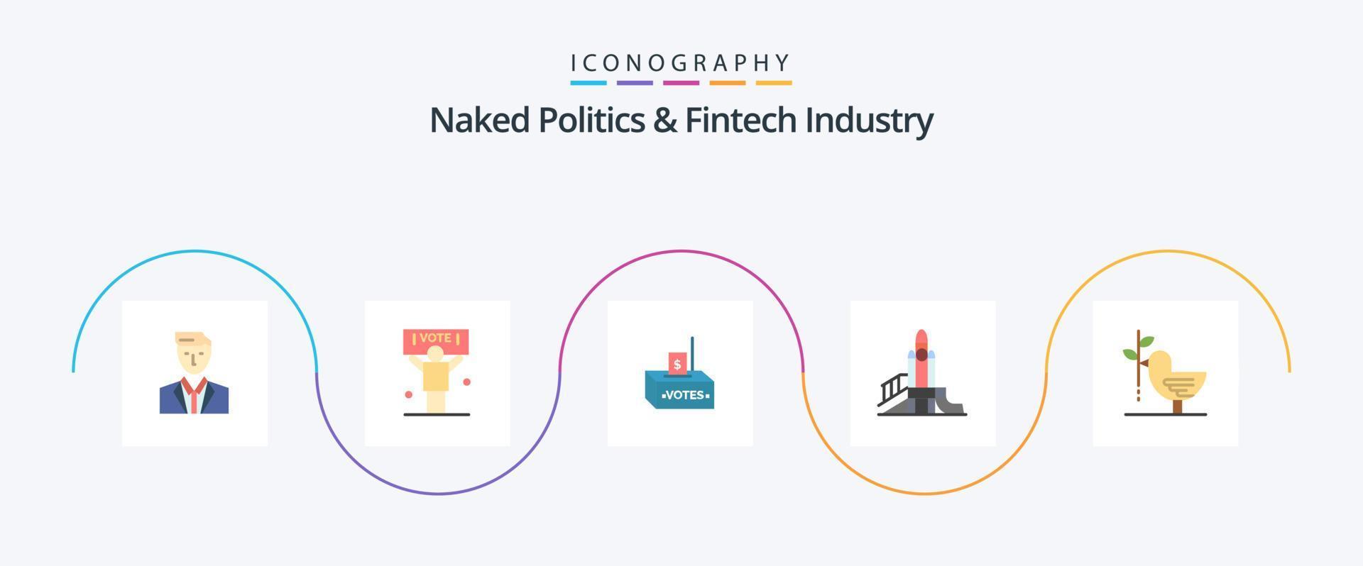 politique nue et pack d'icônes plat 5 de l'industrie fintech, y compris aire de jeux. Jeux. voter. bombe. influence vecteur