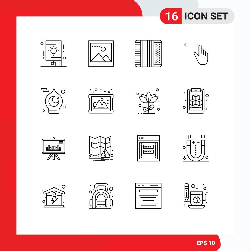 pack d'icônes vectorielles stock de 16 signes et symboles de ligne pour la mosquée audio islamique gauche gestes éléments de conception vectoriels modifiables vecteur